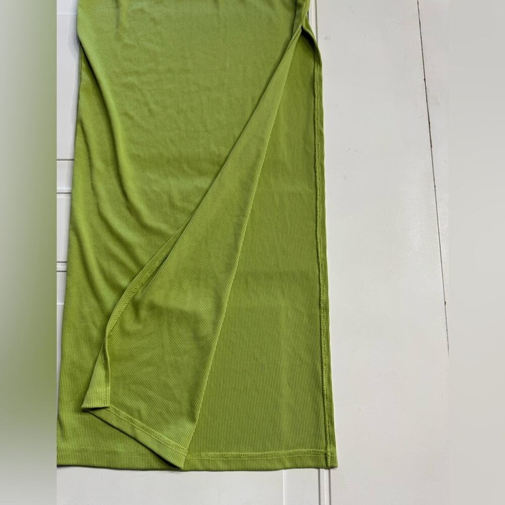 Princess Polly Womens Sz 4 Lime Green Ribbed High Slit Cross Front Dress Bodycon - Picture 3 of 7